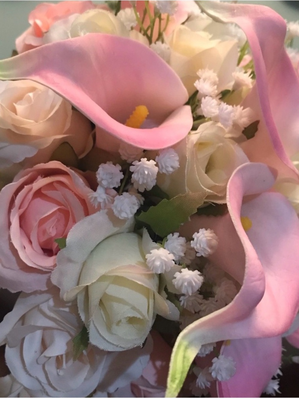 Bridal Wedding MOH Bridesmaid Bouquet Pink Callas Cream Roses Custom Final Sale